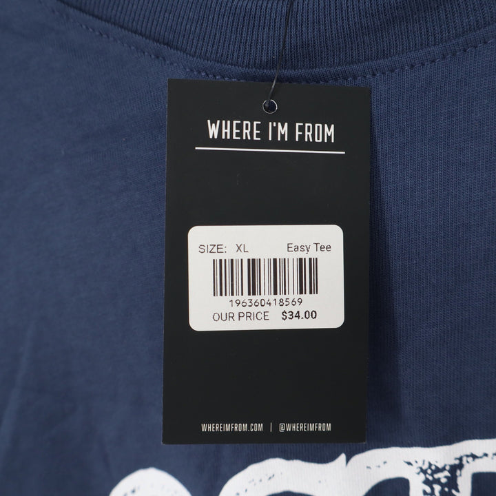 Where Im From Boston USA Easy Tee Navy Blue Cotton Boxy T-Shirt Mens XL New