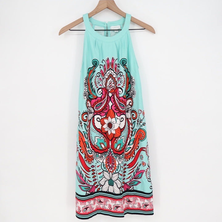 New York Company Teal Paisley Halter Dress Size M