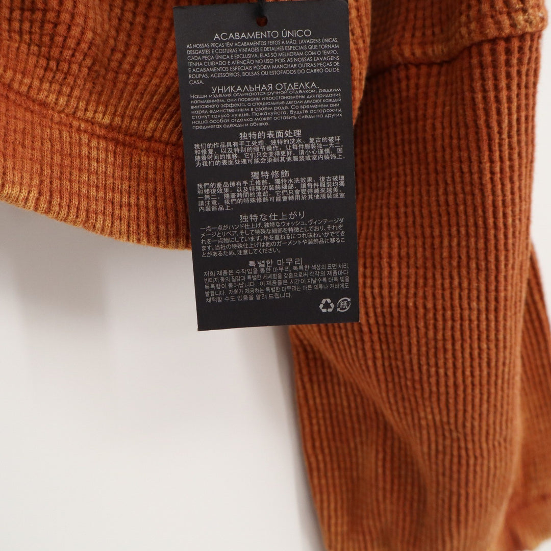 Forever 21 Burnt Orange Waffle Knit Cropped Zip-Up Hoodie Sweatshirt Womens M