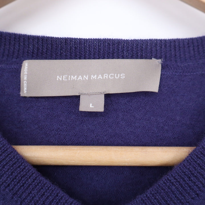 Neiman Marcus Mens Purple 100% Cashmere V-Neck Long Sleeve Sweater Size Large