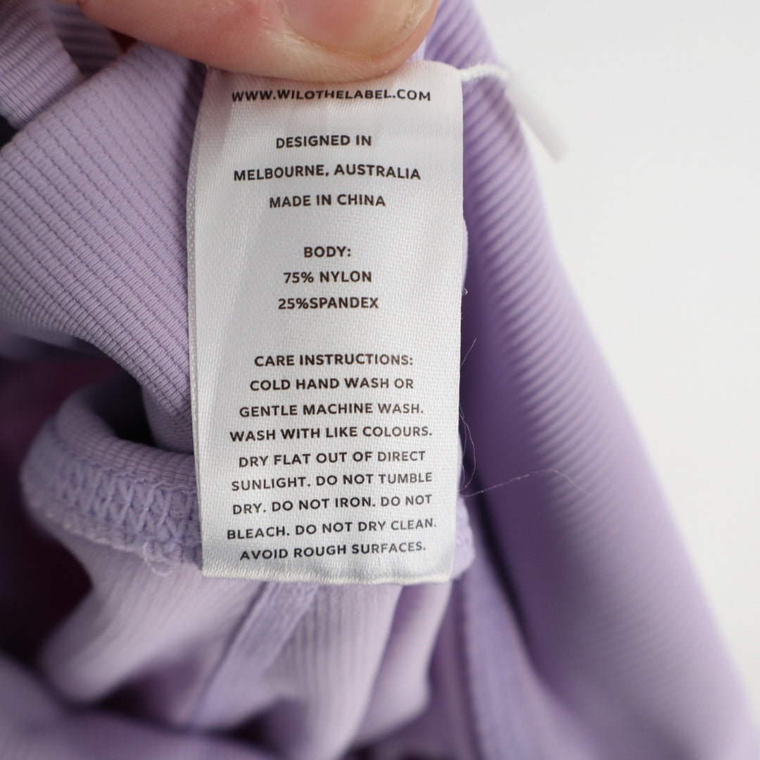 Wilo The Label Base Ribbed 7/8 Leggings Womens Medium Lilac Moisture Wicking