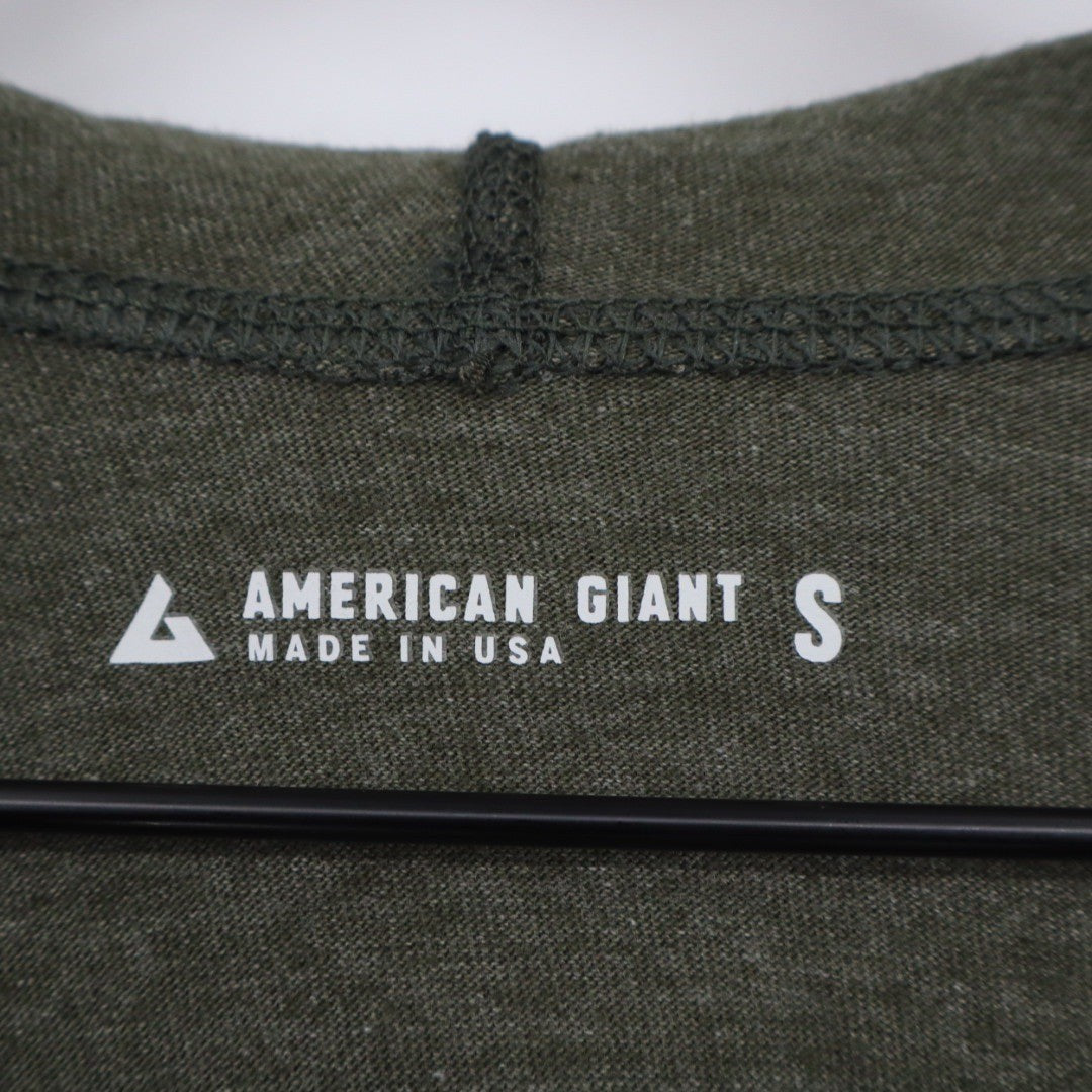 American Giant Full Zip Hoodie Green Heathered Size S Made in USA Casual Comfort