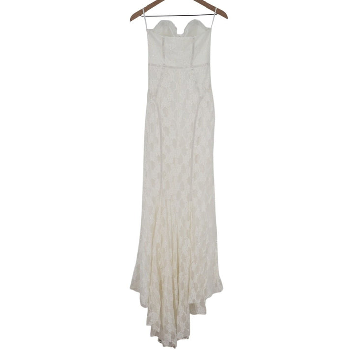 Lulus Imani Maxi Dress Womens Small White Lace Detail Bustier Mermaid Strapless