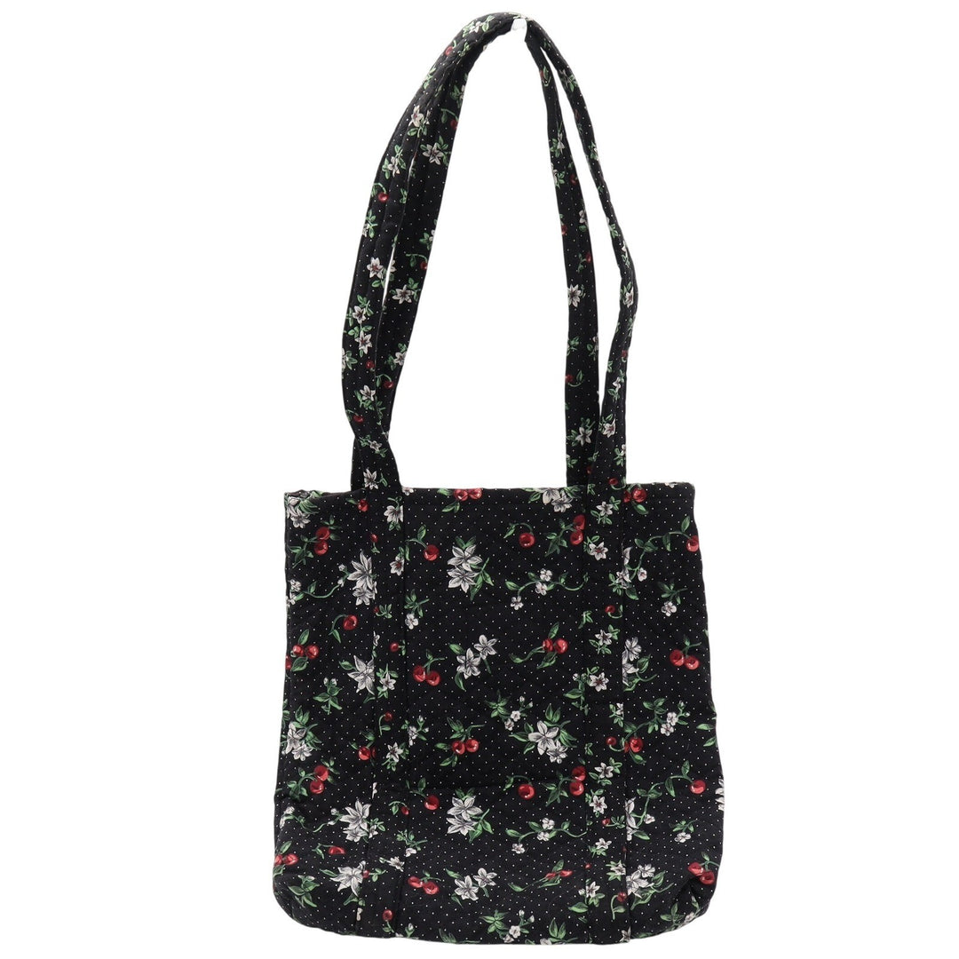 Unbranded Tote Bag Womens OS Quilted Cherry Floral Polka Dot Black Fruit