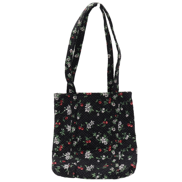 Unbranded Tote Bag Womens OS Quilted Cherry Floral Polka Dot Black Fruit