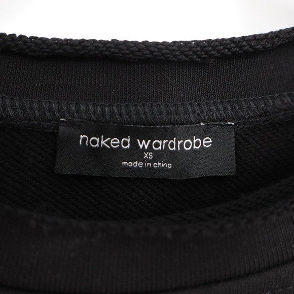 Naked Wardrobe Black Sweatshirt Jogger Set XS Raw Edge Loungewear