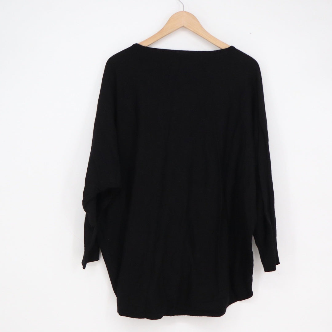 Aaeda Womens Black Heart Rhinestone Fuzzy Graphic Knit Sweater 3X Plus Size