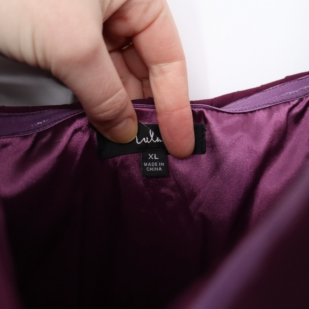 Lulus Revered Elegance Maxi Dress Womens XL Purple Lined Pleated Strapless Party