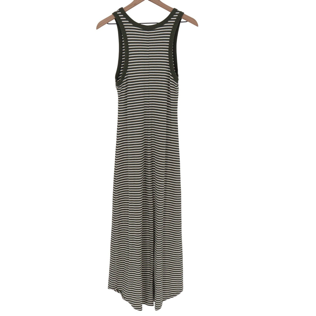 Z Supply Maxi Dress Womens Medium Olive Green Striped Ribbed Excellent