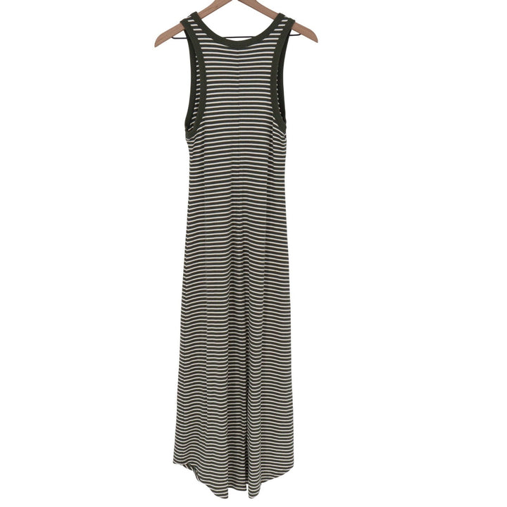 Z Supply Maxi Dress Womens Medium Olive Green Striped Ribbed Excellent
