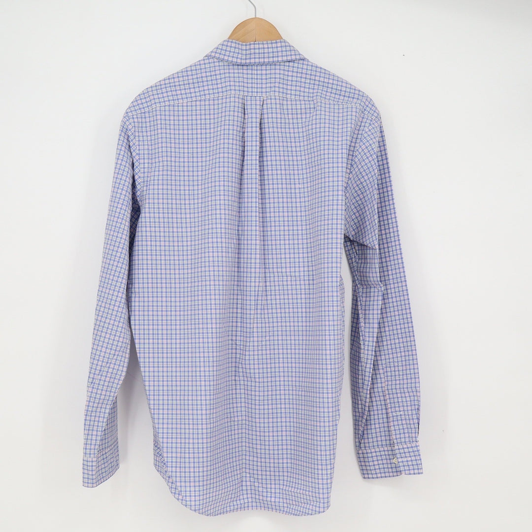 Ralph Lauren Shirt Mens L Button-Down Blue White Pink Plaid Long Sleeve