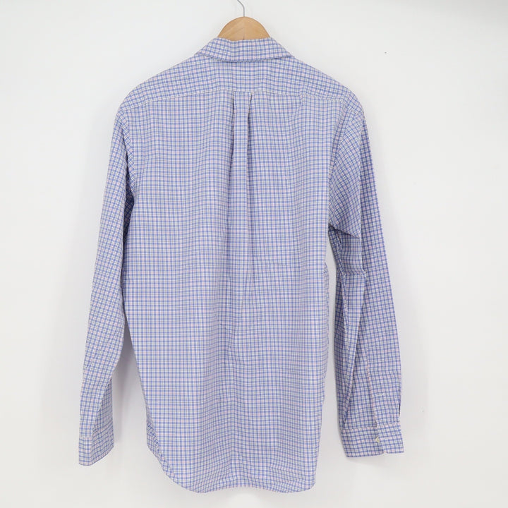 Ralph Lauren Shirt Mens L Button-Down Blue White Pink Plaid Long Sleeve