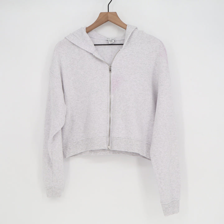 Better Together Womens Grey Cropped Zip Up Hoodie XL Heathered Fleece