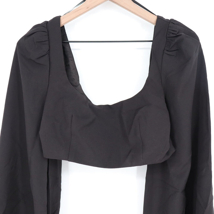 Naked Wardrobe The Statement Black Balloon Sleeve Crop Top M