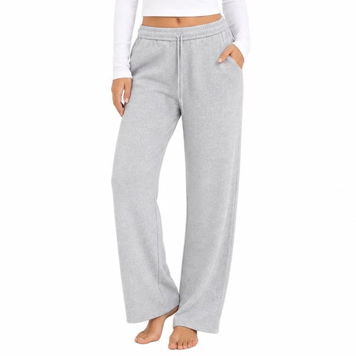 Unbranded Heather Grey Wide Leg Textured Lounge Pants Large Drawstring Knit L