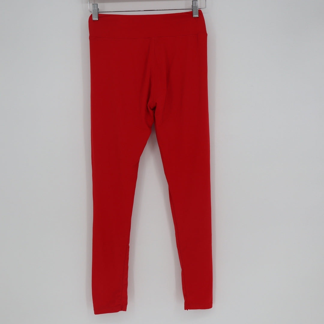 Satina High Waisted Leggings Red One Size OS Full Length Soft Stretch Pants