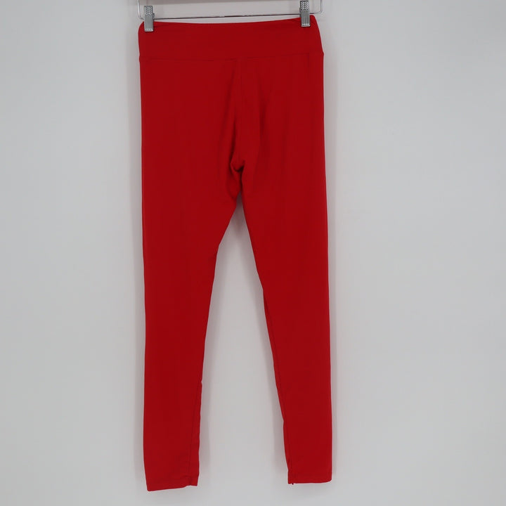 Satina High Waisted Leggings Red One Size OS Full Length Soft Stretch Pants