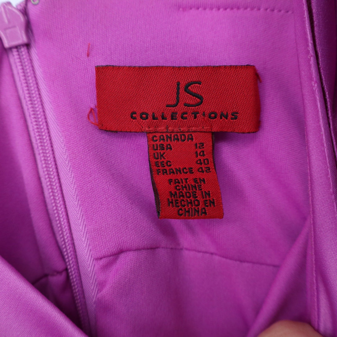 JS Collections Dress Womens 12 Sheath Pink Layered Ribbon Textured Excellent