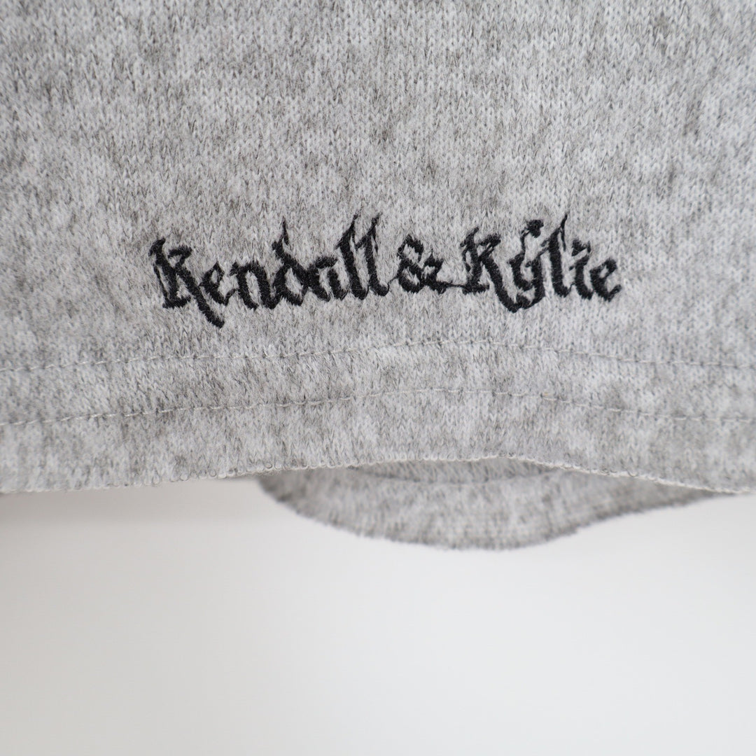Kendall + Kylie for OVS Womens Mock Neck Sweatshirt Gray Embroidered Hem Size M