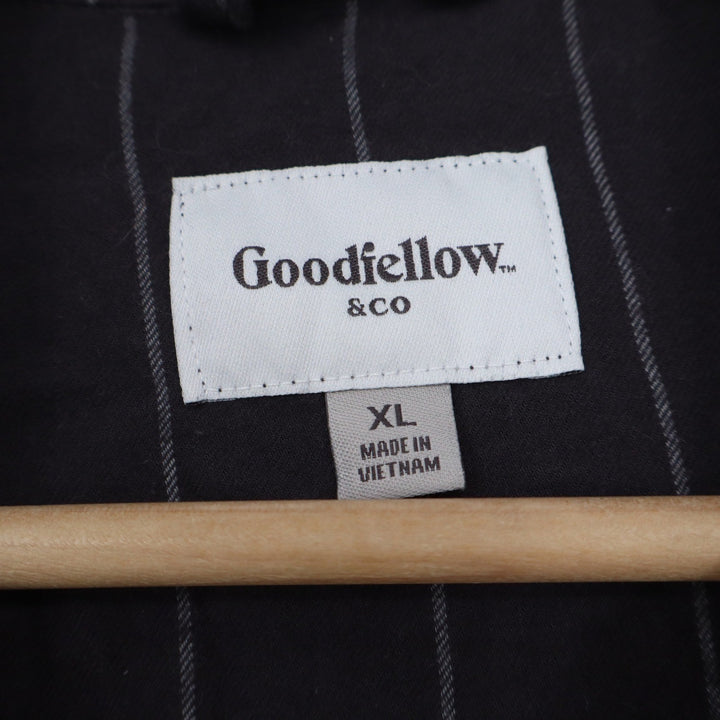 Goodfellow & Co Mens Pajama Set XL Black Pinstripe 100% Cotton Button Up