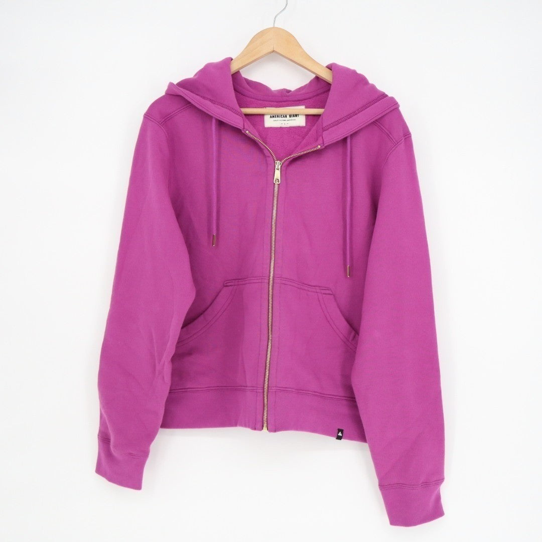 American Giant Hoodie Womens Large Purple Fleece Lined Kangaroo Pocket Full Zip