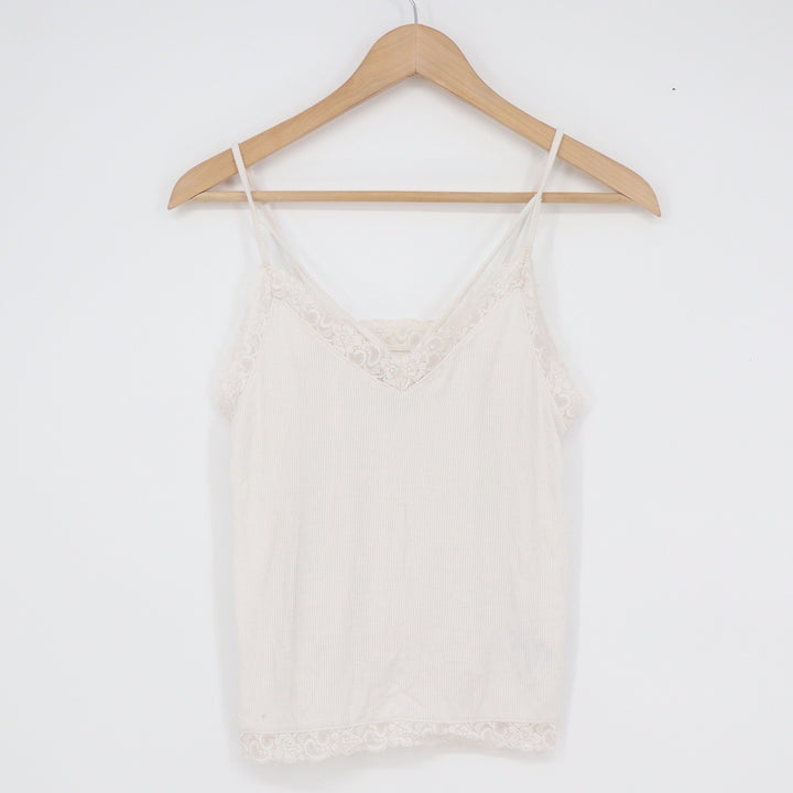 American Eagle Soft Sexy Rib Lace Trim Camisole Cream White XS
