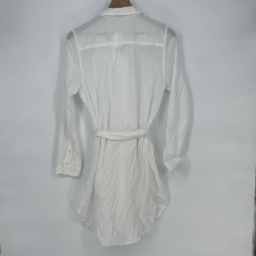 J. Crew White Cotton Belted Shirt Dress Sheath Style M