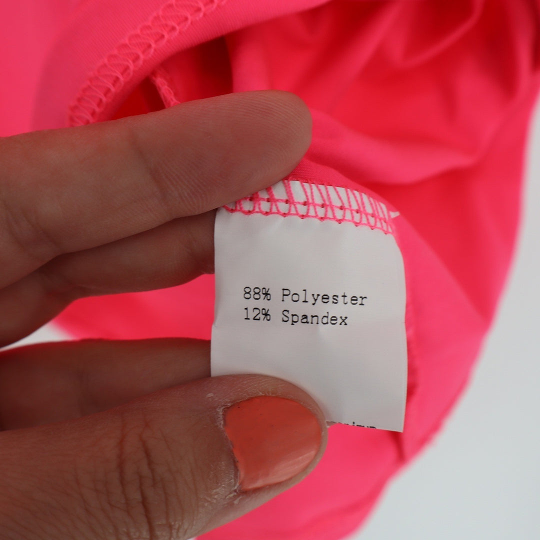 Neon Pink Quarter Zip Sleeveless Tennis Golf Dress White Polo Collar Large