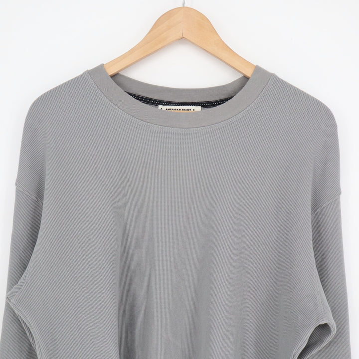 American Giant Thermal Crew T-Shirt Womens L Sharkskin Waffle Knit Curved Hem