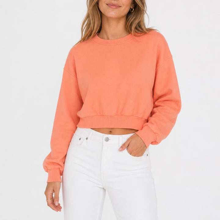 Wild Fable Peach Cropped Crewneck Sweatshirt XL Solid Coral Fleece Pullover