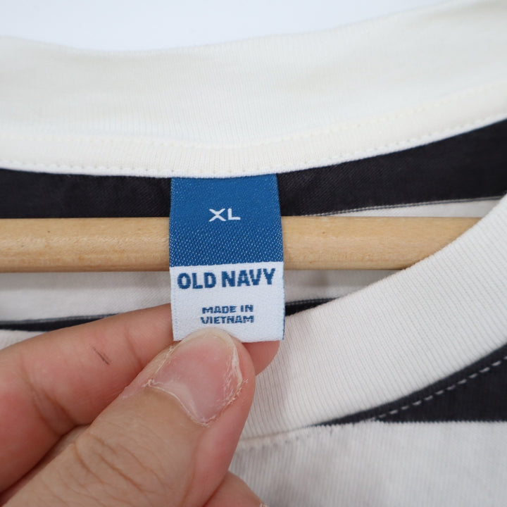 Old Navy T-Shirt Dress Womens XL Black White Striped Cotton Crew Neck Pullover