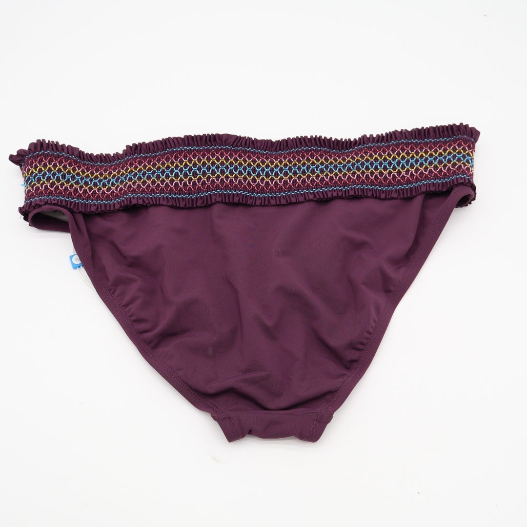 Bleu Rod Beattie Purple Smocked Ruffle Bikini Bottom Swimsuit Size 12