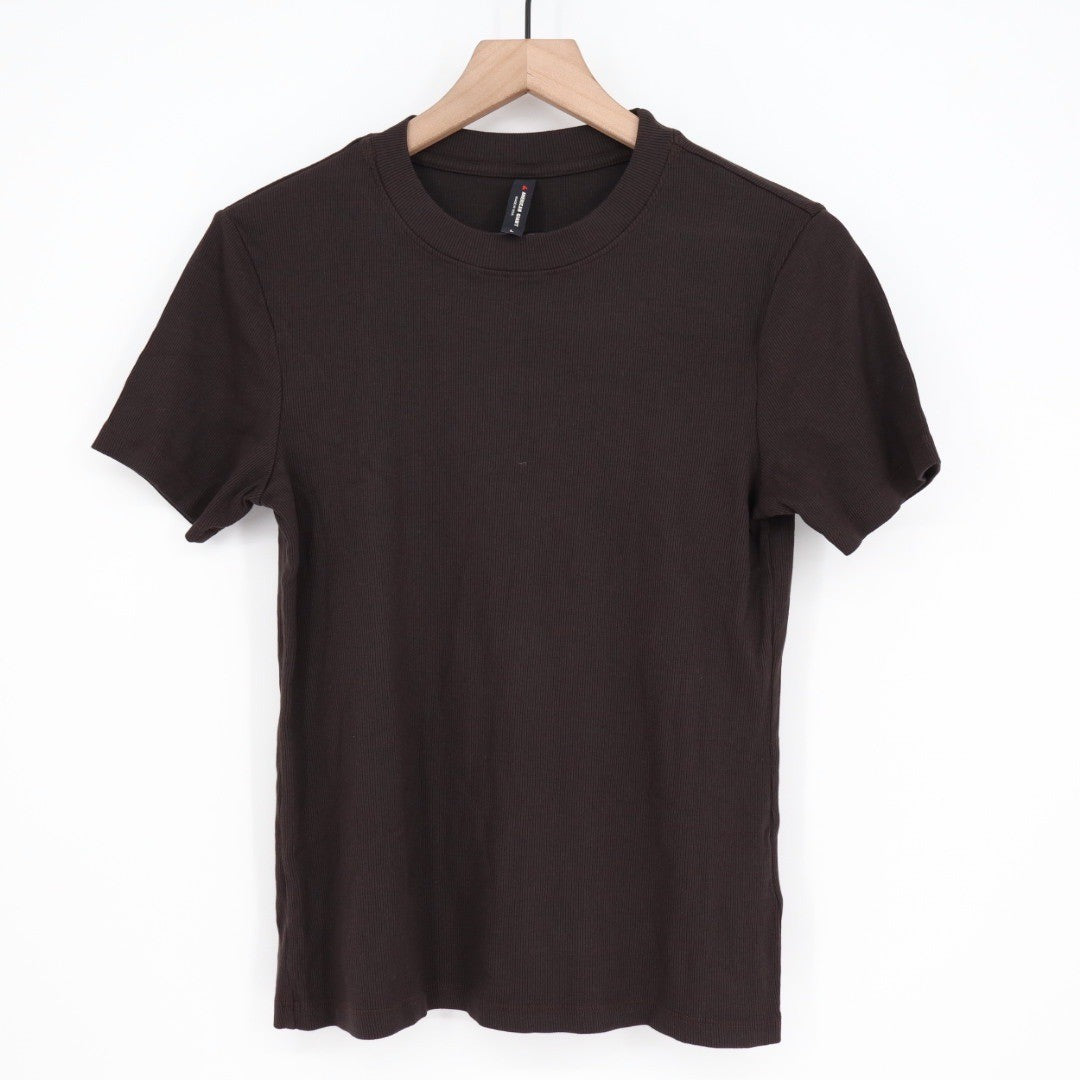 American Giant Women's Rib Crew Tee Black Size L Made in USA