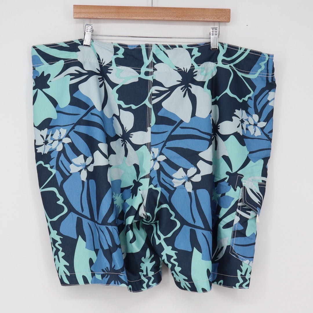 Old Navy Swim Trunks Mens XXL Floral Tropical Blue Cargo Pocket Good