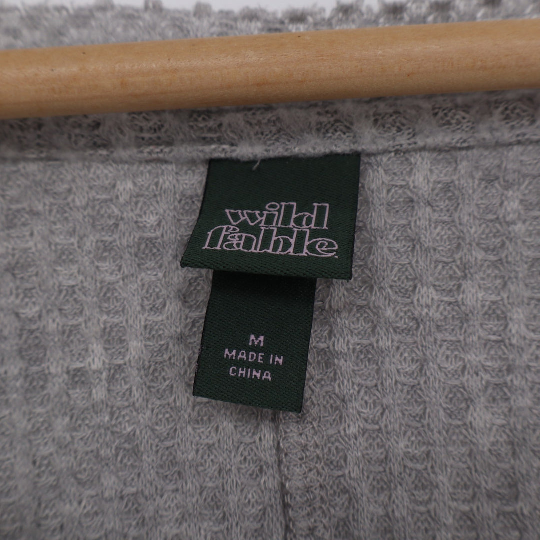 Wild Fable Sweater Womens Medium Gray Stretch Waffle Knit Long Sleeve Round Hem