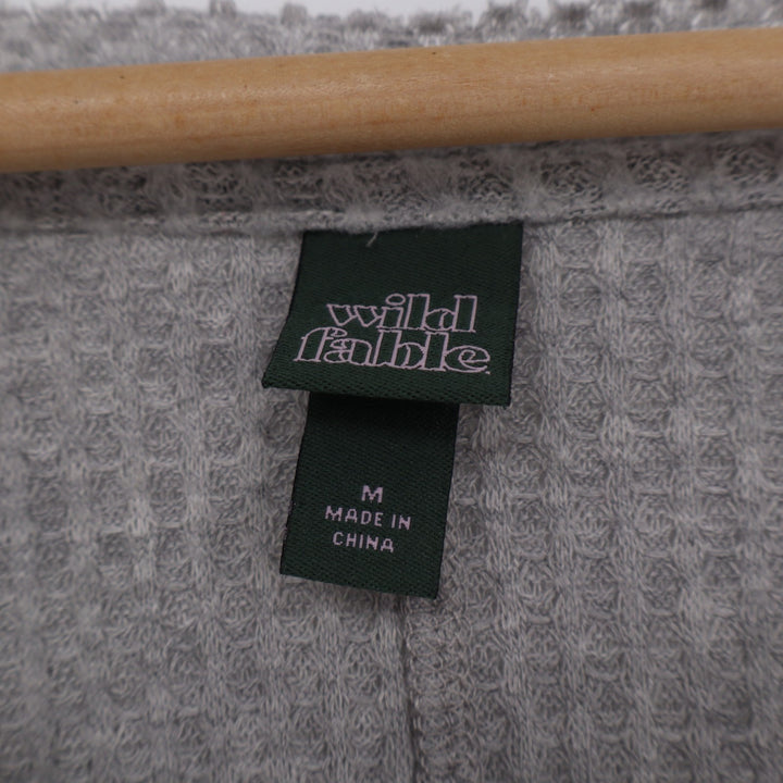 Wild Fable Sweater Womens Medium Gray Stretch Waffle Knit Long Sleeve Round Hem