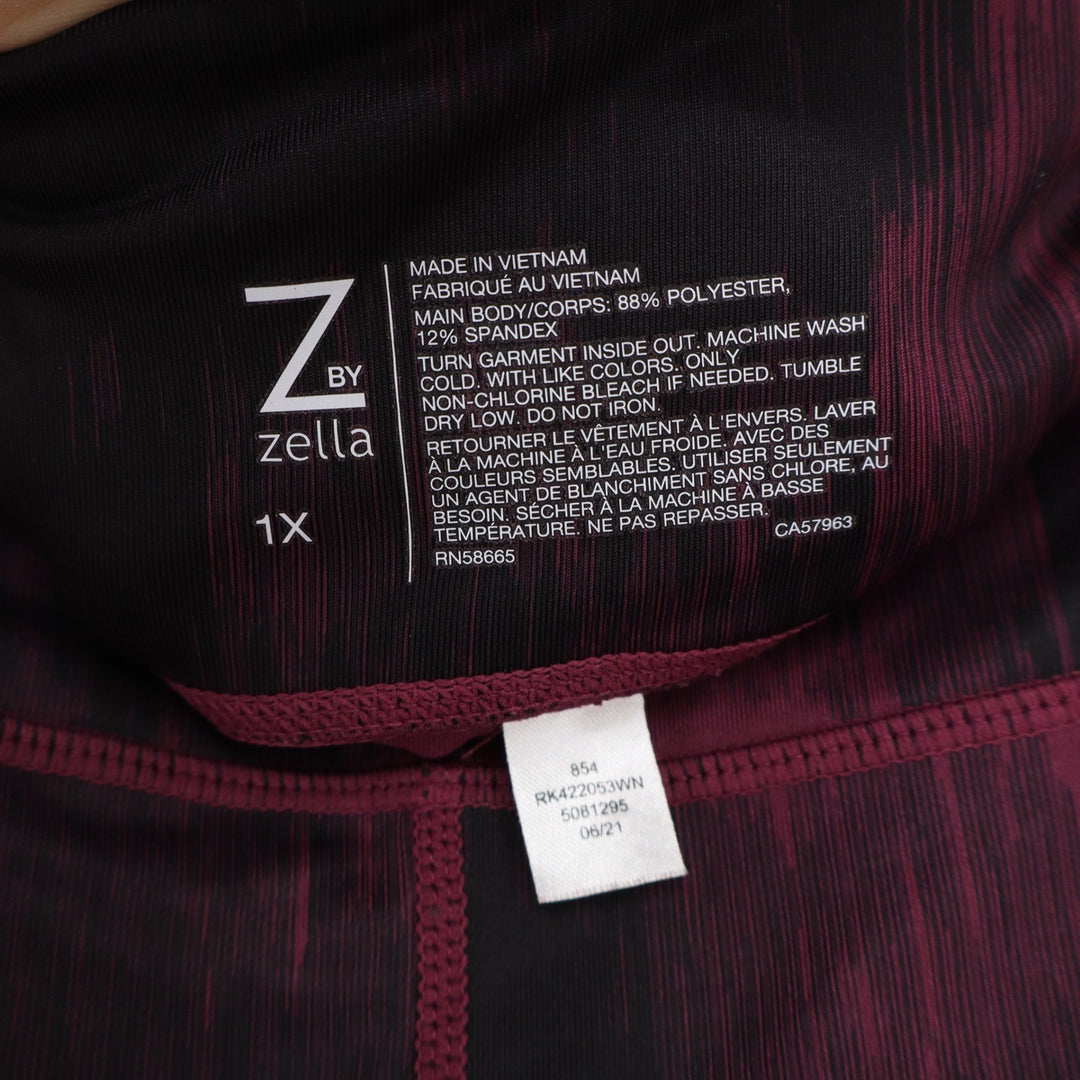 Z by Zella Leggings Womens 1X Burgundy Abstract Cropped Excellent