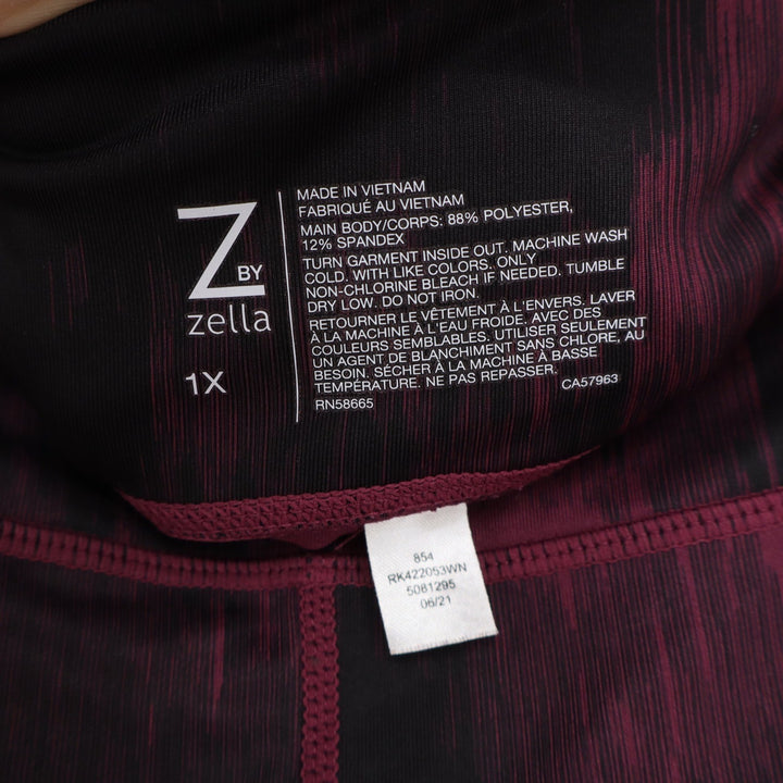Z by Zella Leggings Womens 1X Burgundy Abstract Cropped Excellent