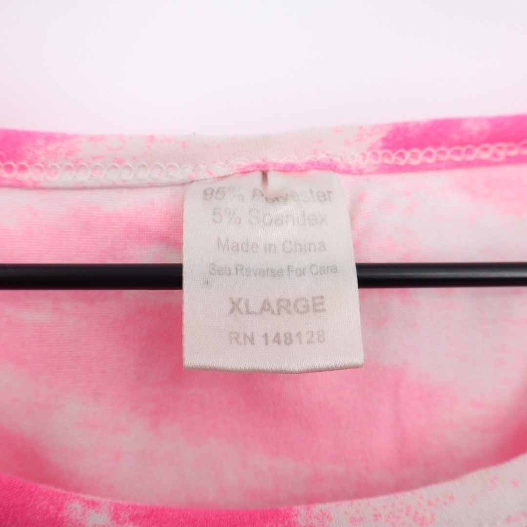 Grumpy & Gorgeous Tank Top Womens XL Pink White Tie Dye Round Neck Wide Strap