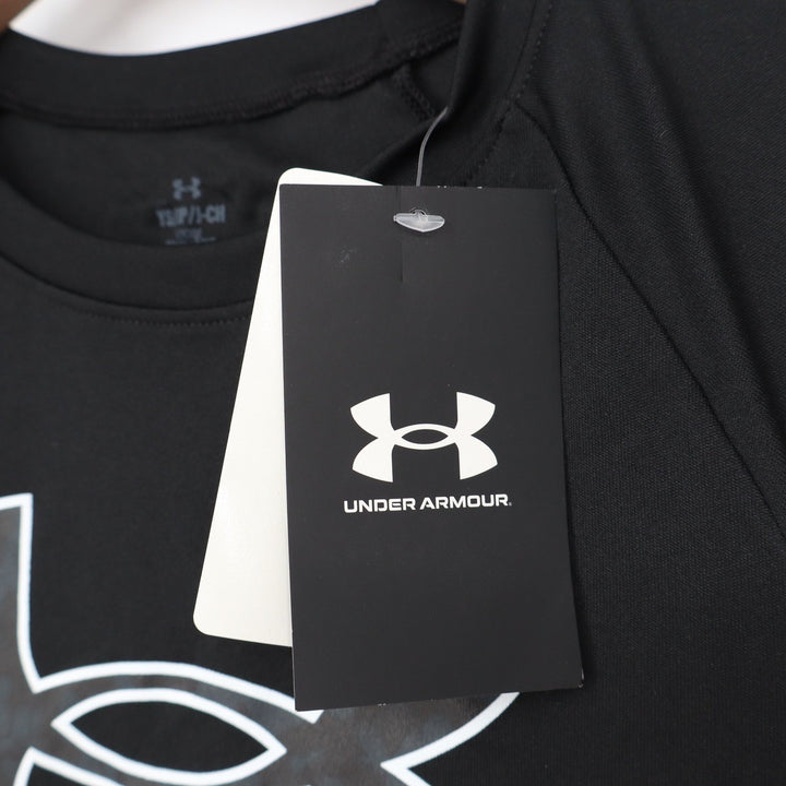Under Armour Boys Youth Small Black Graphic Logo Short Sleeve Athletic Tee