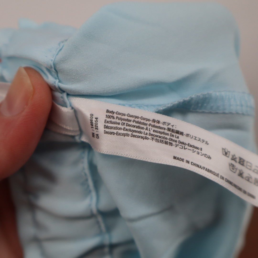 Flora Nikrooz Selena Sleep Shorts Women XS Light Blue Cotton Tie Front Lace Trim