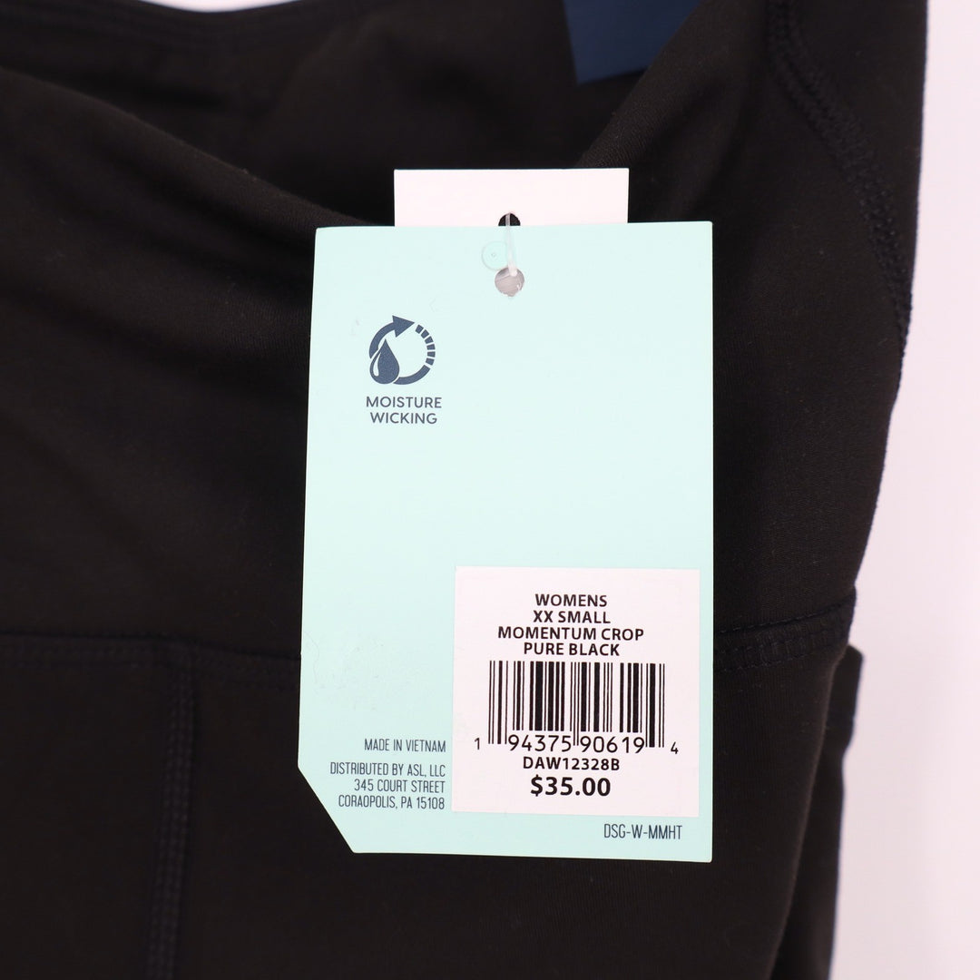 DSG Womens Momentum Crop Leggings Pure Black XXS High Rise Capri Pocket