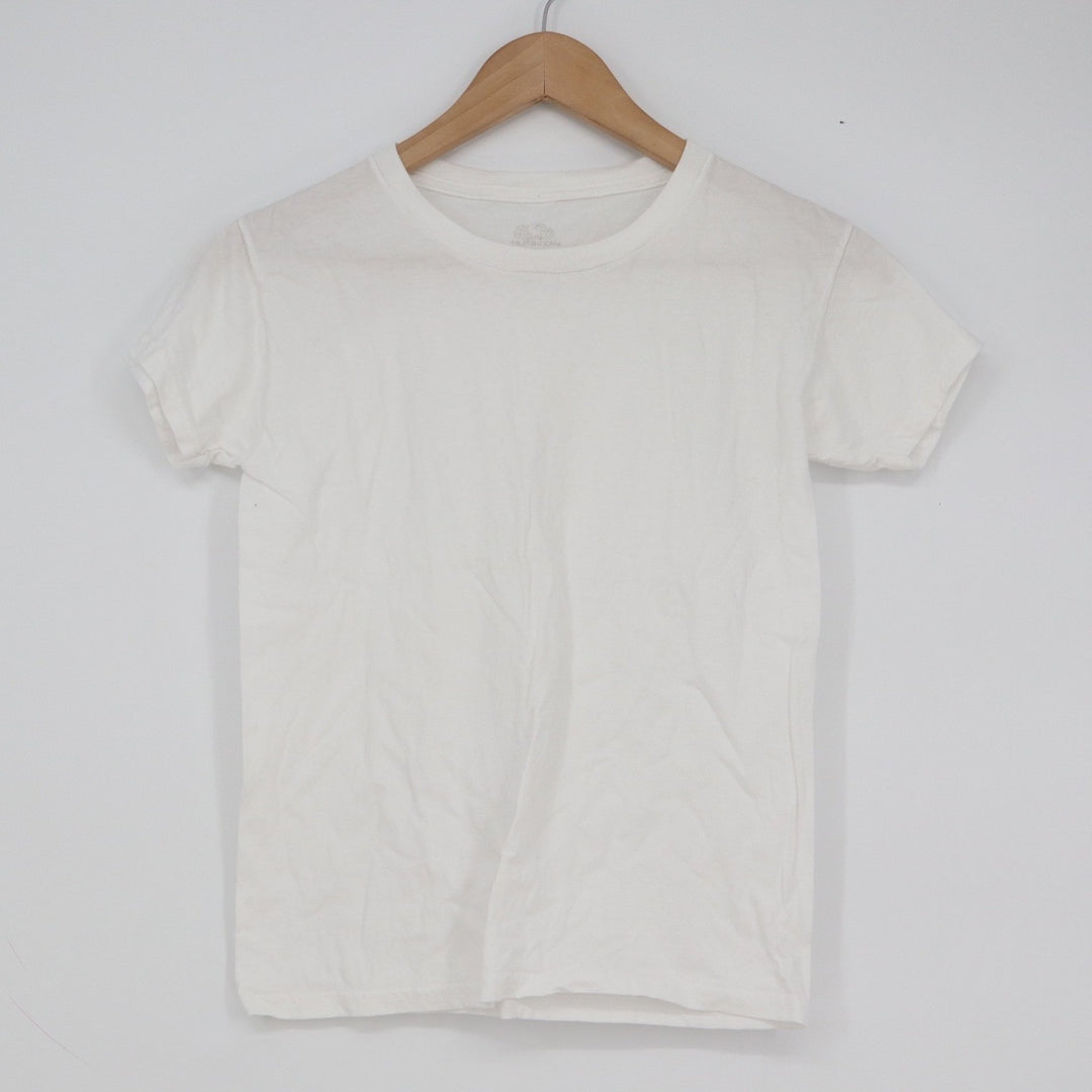 Fruit of the Loom Kids White Short Sleeve Crewneck Cotton T-Shirt Size M 10-12