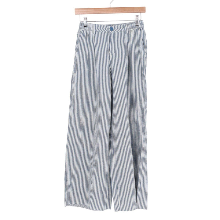 Aerie Daybreak Pants Womens XS Blue White Striped Cotton High Waisted Pleated