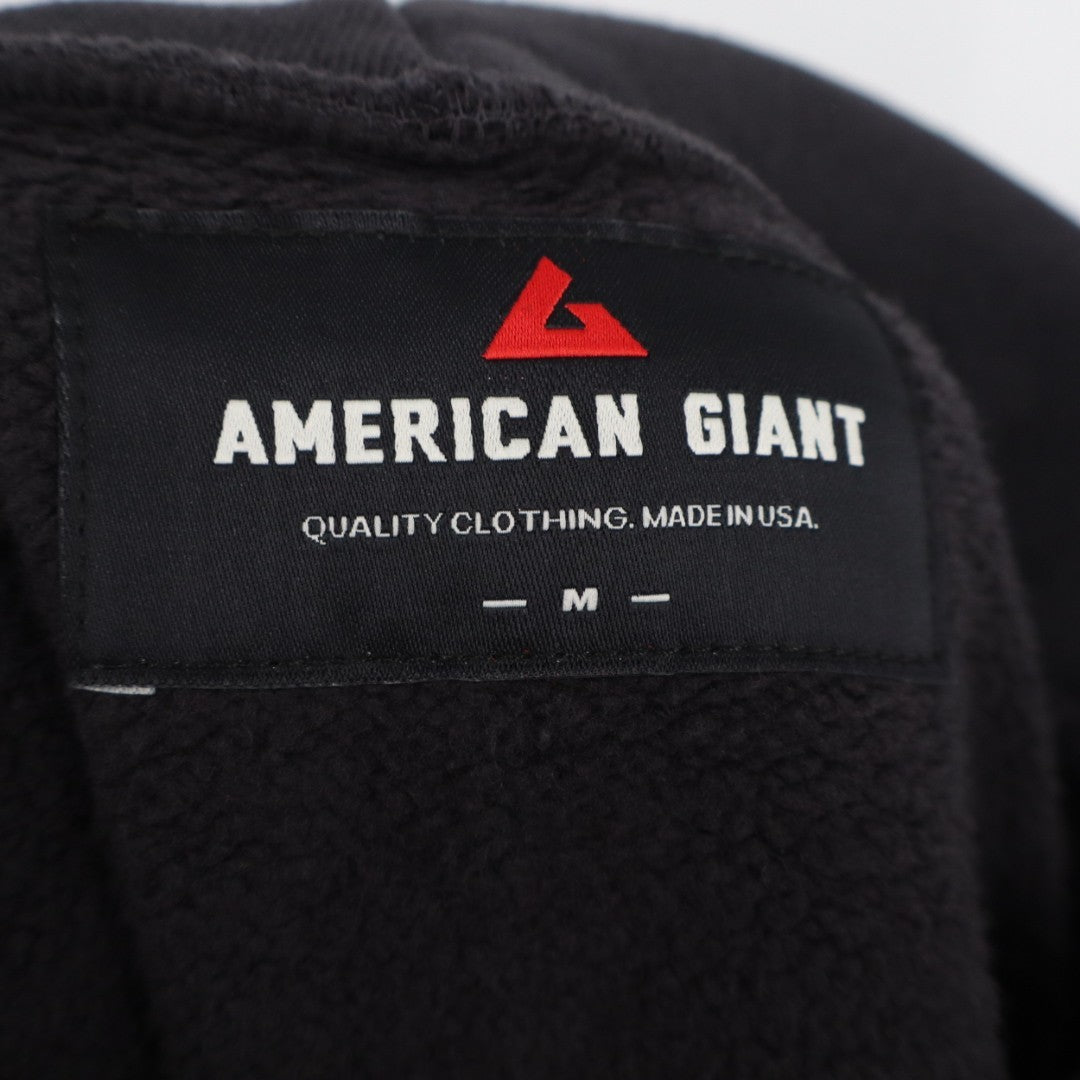 American Giant Hoodie Mens Medium Black Cotton Kangaroo Pocket Ribbed Sleeve