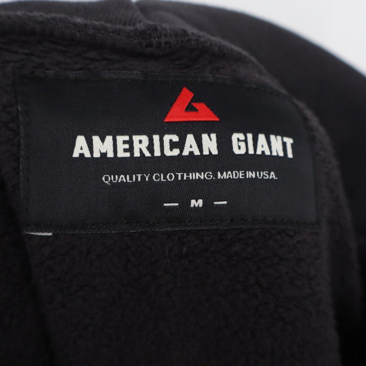 American Giant Hoodie Mens Medium Black Cotton Kangaroo Pocket Ribbed Sleeve