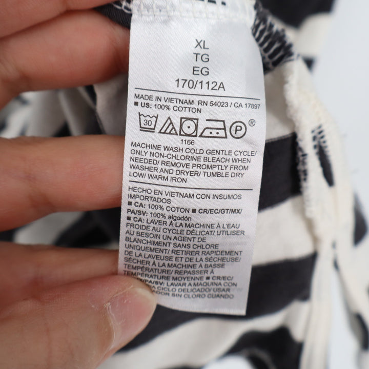 Old Navy T-Shirt Dress Womens XL Black White Striped Cotton Crew Neck Pullover