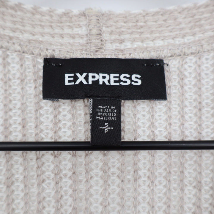 Express Open Front Cardigan Sweater Beige Knit Long Sleeve Womens Size S