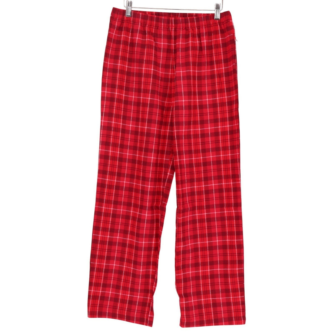 Charter Club Flannel 2-PC Pajamas Set Womens XS Red Plaid Cotton Lapel Collar