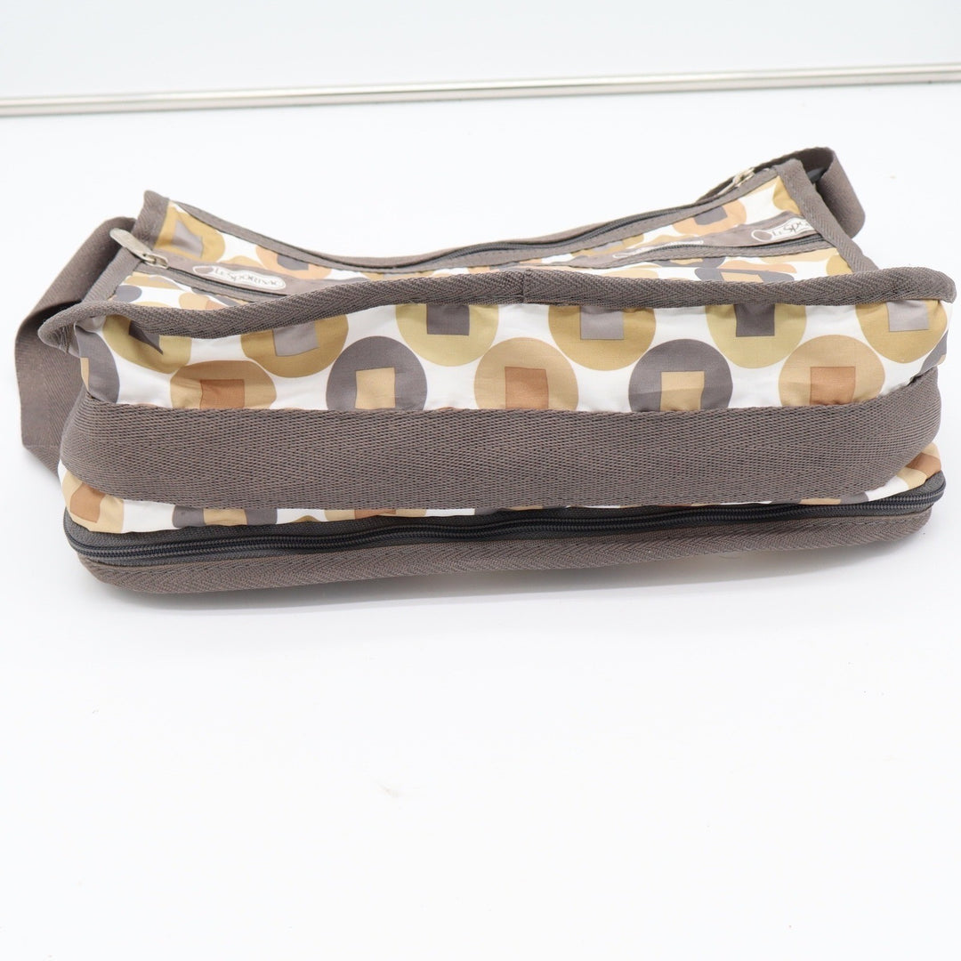 LeSportsac Deluxe Everyday Bag Geometric Circle Square Tan Brown Crossbody
